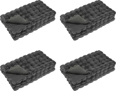 Produktbild von vidaXL Rutschfeste Decke aus Kunstkaninchenfell Olite 4 pcs Dunkelgrau