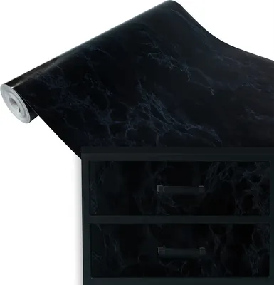 Produktbild von Klebefolie Möbel 67x100 cm - Marmor Schwarz - Möbelfolie selbstklebend im Deko-Stil - Folie für Möbel zur einfachen Renovierung von Türen, Tischen und Regalen - Klebefolie dekorativ und abwaschbar