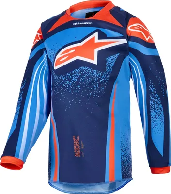 Zdjęcie produktu dla Dziecięca koszulka motocrossowa Alpinestars Racer Nomur, ciemnoniebieski/pomarańczowy, XS
