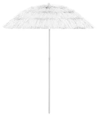 Produktbild von Tropischer Strandsonnenschirm Ø 160 cm - weiß - kantelfähig - UV-beständig - 180 cm hoch - für Strand, Garten und Terrasse