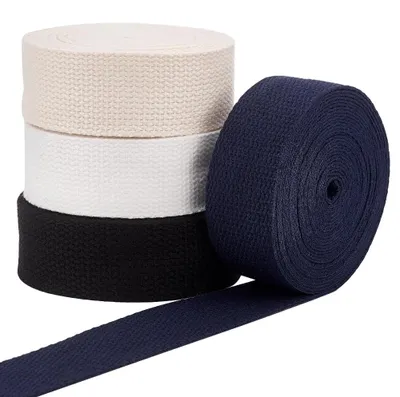 Polycotton-Gurtband 4er-Set, 32 mm breit, 18,2 m, schwarz/weiß/blau/apricot