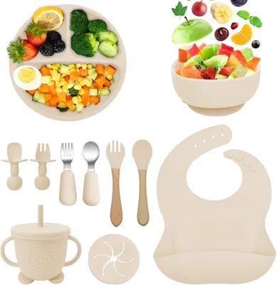 Produktbild von Babyserviesset mit Saugnapf, 11-teilig, BPA-frei, spülmaschinenfest, für Kleinkinder