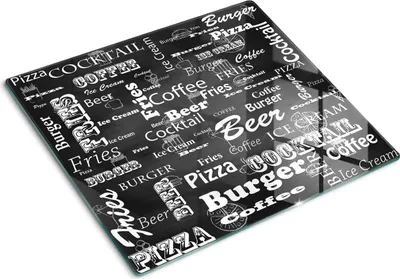 Produktbild von Tulup Glas Herdabdeckplatte Glaskeramikkochfeld-Abdeckung Spritzschutz Glasabdeckplatte Kochplattenabdeckung und Schneidebrett - Einteilig - 60x52 cm Menü Restaurant