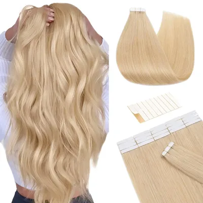 Imagen del producto de Extensiones de cabello tipo "tape-in" - Rubio medio #24 - 10 unidades, 40 cm de largo