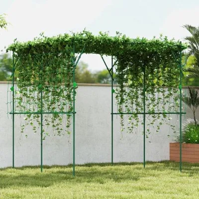 Image de Treillis en acier inoxydable avec supports triangulaires, 223 x 223 x 223 cm, pour plantes grimpantes et plantes d'intérieur