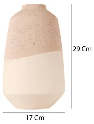 Image de Pot décoratif en céramique beige Ø 17 x H 29 cm - peint à la main