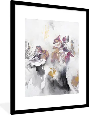Produktbild von MuchoWow® Gerahmtes Poster Farbe - Farben - Weiß - Abstrakt- Gold 60x80 cm - Poster mit Schwarzem Bilderrahmen Wandposter Rahmen Foto Bilder - Wohnzimmer - Dekorationen - Prämie