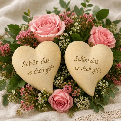Produktbild von 2er Set Deko Herzen Herzdeko Dekoration Geschenkidee Wohndeko Tischdeko Gesteck