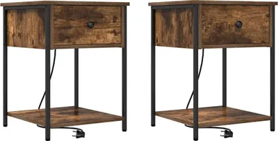 Zdjęcie produktu dla Szafka Nocna z szufladą 2 pcs Dąb wędzony 42 x 41 x 56 cm