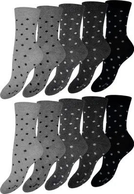 Produktbild von OCERA 10 Paar Damen Socken mit einfarbigem Punkte-Muster - Gr. 35-38