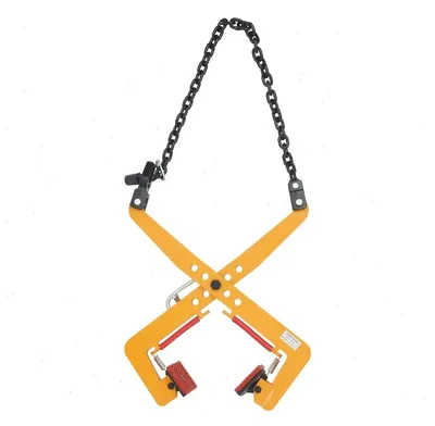 Produktbild von Steinhebeklemme - Scherenplattenheber - 350 kg Tragkraft - Verstellbare Öffnung 30–51 cm - Mit Kette für Platten- und Steintransport - Gelb