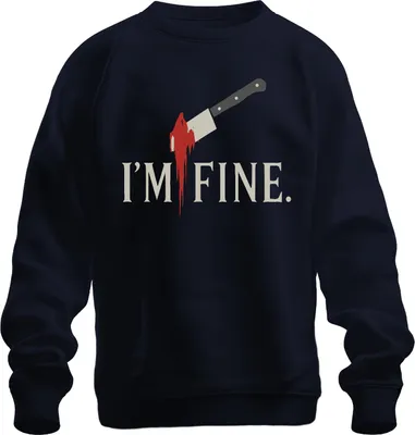 Immagine prodotto di I'm fine blutiges Beil Horror Halloween sarkastisch düster Crime Felpa Unisex Pullover, Navy, L