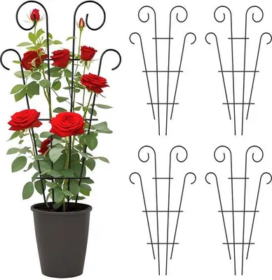 Image de Lot de 4 treillis pour plantes - Métal durable - 146 cm de hauteur