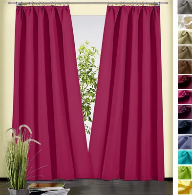 Produktbild von heimtexland ® Dekoschal Baumwolle Uni Gardine Kräuselband Schlaufen Vorhang Blickdicht Natur  Typ625 Bandschal HxB 150x135 cm Himbeere