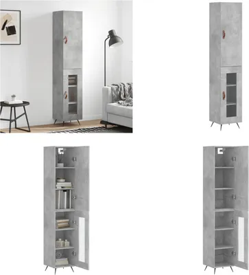 Produktbild von vidaXL Highboard Betongrau 34,5x34x180 cm Holzwerkstoff - Highboard - Highboards - Sideboard - Schrank