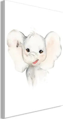 Produktbild von Vliesstoff Leinwandbild - Happy Elephant (1 Part) Vertical 80x120 cm Für Kinder e-B-0057-b-a