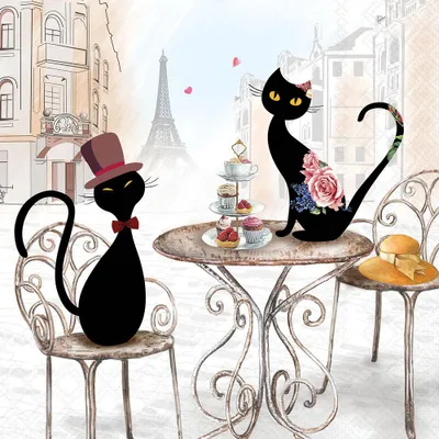 Produktbild von 20 Servietten Cats in Paris - Katzen in Paris 33x33cm