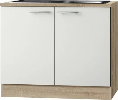 Produktbild von Optifit Spülenschrank inkl Spüle Dakar286 BxTxH 100 x 60 x 84,8 cm weiß glänzend zerlegt Anschlag reversibel KUDK SAPL10