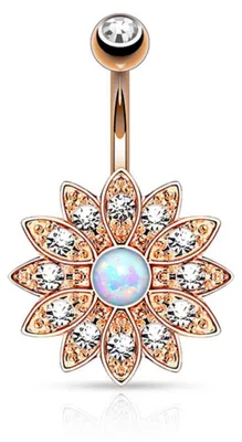 Produktbild von Bauchnabelpiercing roségold Opal Blume 316L Piercing Banane