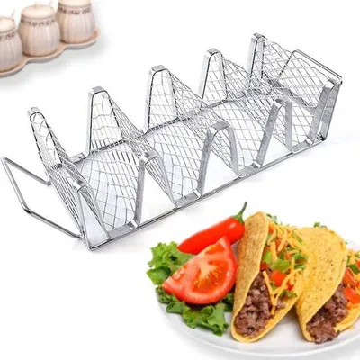 Image de Porte-burritos mexicain en acier inoxydable - Porte-ustensiles de cuisine pour les barbecues et les fêtes, avec distributeur d'huile aux herbes