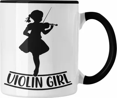 Produktbild von Trendation - Geigenspieler Geschenk Tasse Geigenspielerin Kaffee-Becher Geigen Spruch Violin Girl (Schwarz)