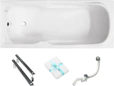 Produktbild von Aqua For You | Besco Majka Badewanne - 160x70cm - Acryl - Mit Füßen - Mit Syphon - Einbaubadewanne - Antibakterielle Beschichtung