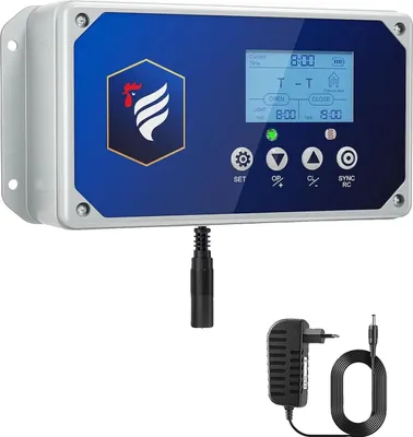 Obrázok produktu pre Automatický otvárač dverí kurína, LCD displej, diaľkové ovládanie 40 m, E