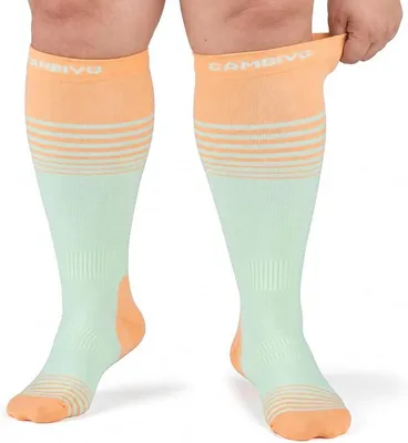 Produktbild von CAMBIVO Kompressionsstrš¹mfe 2XL-5XL, 8-15 mmHg, fš¹r breite WadenKompressionssocken Damen Herren Weiter Zehenraum, leichtes An- und Ausziehen, verst?rkte Ferse und Spitze, atmungsaktiv