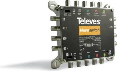 Immagine prodotto di Televes Multiswitch in ghisa 5 in 6 NEVO, a cascata, compatibile con quattro canali, con alimentatore MS56NCQ
