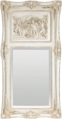 Produktbild von Casa Padrino Barock Spiegel Antik Weiß / Beige 61 x H. 117 cm - Rechteckiger Wandspiegel im Barockstil - Prunkvoller Antik Stil Garderoben Spiegel - Barock Interior - Handgefertigte Barock Möbel