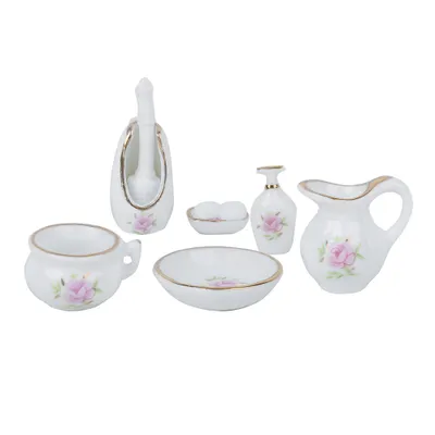 Obrázok produktu pre Mini domček pre bábiky porcelán, domček pre bábiky mini doplnky nábytku, domček pre bábiky porcelán 1:12, domček pre bábiky porcelán, domček pre bábiky kúpeľňové doplnky