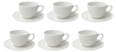 Productafbeelding van Set van 6 espressobekers met schoteltjes, gemaakt van porselein