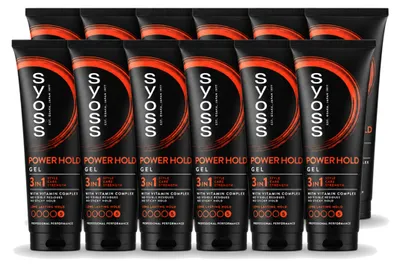 Imagen del producto de 12 unidades de gel para el cabello Syoss Power Hold: fijación extra fuerte, 250 ml. Paquete económico