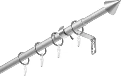 Produktbild von Dekobase® Ausziehbare Gardinenstange, Stilgarnitur Siri komplett Set zum sofortigen Montieren, 13/16 mm Ø, Silber, 70 - 120 cm