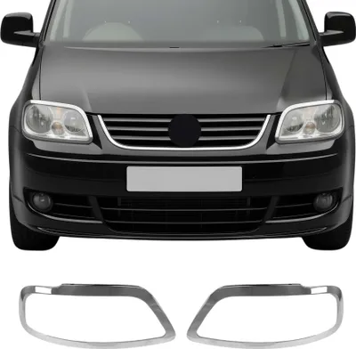 Image de Cadre phare avant pour VW Caddy 2003-2010 en acier inox Chromé