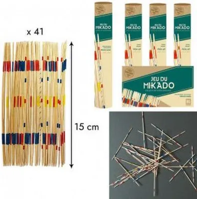 Produktbild von Mikado Bambus Spielset, 41 Stäbchen, mini, 15 cm Länge, in Baguette-Form