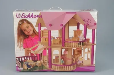 Image de Villa en bois avec meubles et poupées