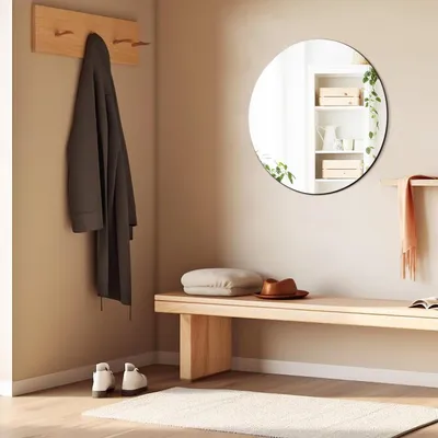 Image de Miroir rond salle de bain - 50 cm - Sans cadre - Verre