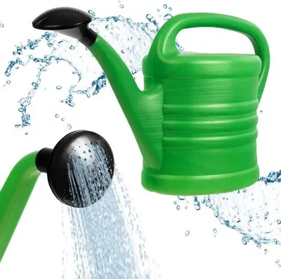 Productafbeelding van Ibenzoa® gieter, 5 liter – kunststof gieter voor binnen- en buitengebruik, groen, met ergonomische handgreep, lange tuit en afneembaar zeefje