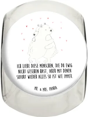 Produktbild von Mr. & Mrs. Panda Kaffeedose Eisbär Umarmen L 870ml - Weiß - Geschenk, glasbehälter, Bonboniere, Vorratsglas, Teedose, Tiermotive, aufbewahrungsglas