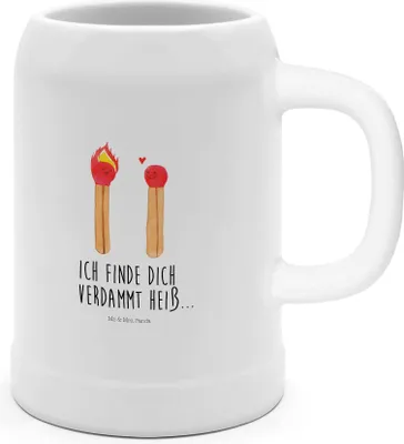 Produktbild von Mr. & Mrs. Panda Krug Streichhölzer - Weiß - Geschenk, Liebesbeweis, Jahrestag, Liebesgeschenk, Bier Seidel, Tonkrug, Humpen, Keramikkrug