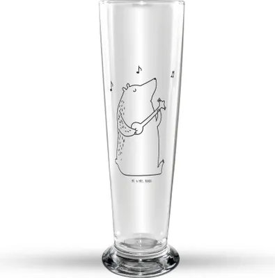 Produktbild von Mr. & Mrs. Panda Trinkglas Bär Gitarre - Transparent - Geschenk, Bier Glas, Bierbecher, Glasbecher, Glasbierglas, Bierglas