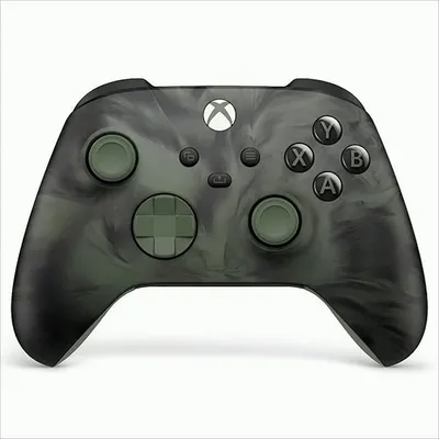 A top-down view of an Xbox Wireless Controller with a unique vapor-like pattern.