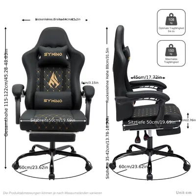 Obrázek produktu pro Herní židle – Ergonomická herní židle s nastavitelnou opěradlem a podnožkou