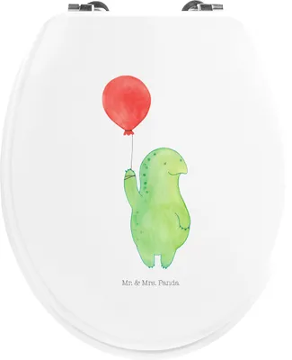 Produktbild von Mr. & Mrs. Panda Holz Klobrille Schildkröte Luftballon - Weiß - Geschenk, Jahrmarkt, Klodeckel, Motivation, Ballon, Schildkröten, WC Sitz, WC-Sitz, klo deckel, Brille