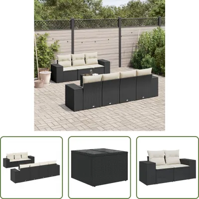 Produktbild von The Living Store 8-tlg. Garten-Sofagarnitur mit Kissen Schwarz Poly Rattan