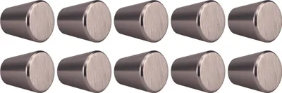 Immagine prodotto di Natural Goods Berlin maniglie per mobili rotonde KEGEL, pomelli per mobili con ⌀25mm, pomelli per armadi adatti a spessori di ante di 15-22mm, maniglie per armadi da cucina, cassettiere, credenze ecc., aspetto acciaio inox, 10 pezzi
