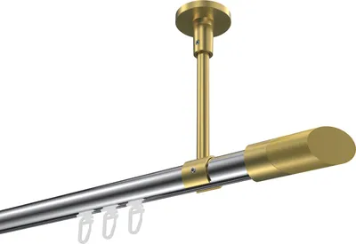 Produktbild von Interdeco Innenlaufstange / Gardinenstange mit Innenlauf Chrom / Messing-Optik, Typ Sonette Verano (Schräge Bicolor) Deckenmontage, 20 mm Ø 1-läufig, 440 cm