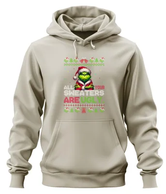 Obrázok produktu pre Všetky vaše svetre sú ošklivé, Grinch, Vianoce, zábavná mikina s kapucňou, príroda, veľkosť M