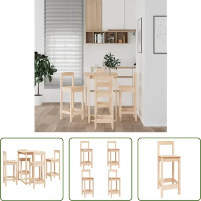Produktbild von The Living Store 5-tlg. Bar-Set Massivholz Kiefer